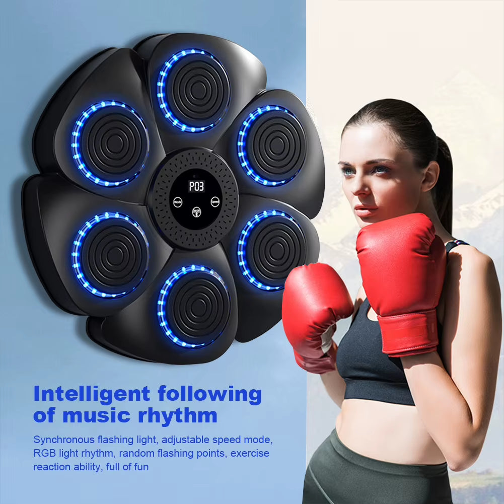 Music Boxing Machine Boxing Reaction Wall Target Adjustable Smart Bluetooth-Compatible Boxing Machine RGB Light for Home Workout