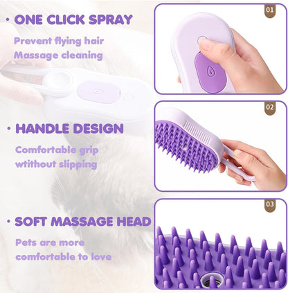 3 in 1 Cat Dog Steamy Brush Steam Grooming Brush Pet Hair Removal Comb for Massage Cat Dog Comb for Grooming Cat Hair Brush Cat Brush Soothing Body