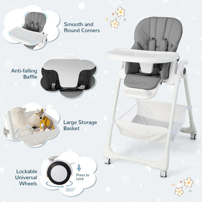 Baby Highchair with Safe, Adjustable and Folding Design