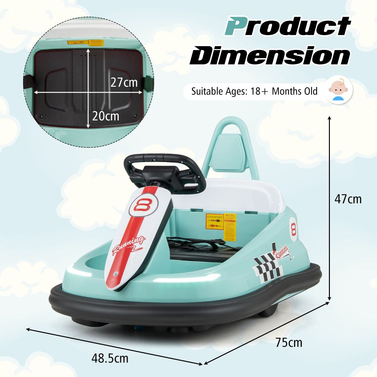 Electric Kids Ride-On Bumper Car with 360° Spinning and Dual Motors