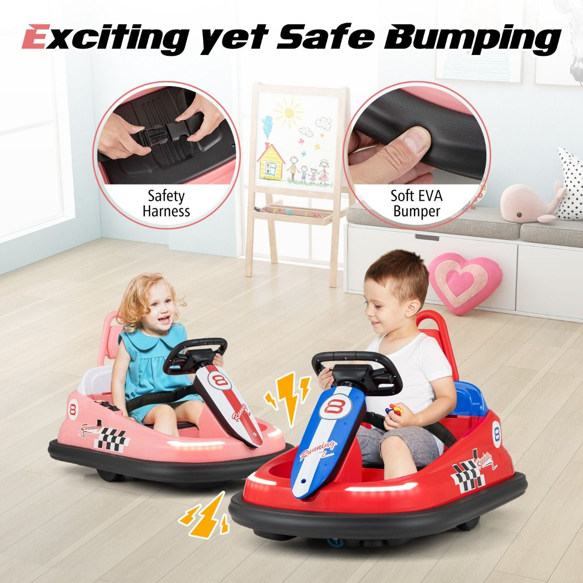 Electric Kids Ride-On Bumper Car with 360° Spinning and Dual Motors