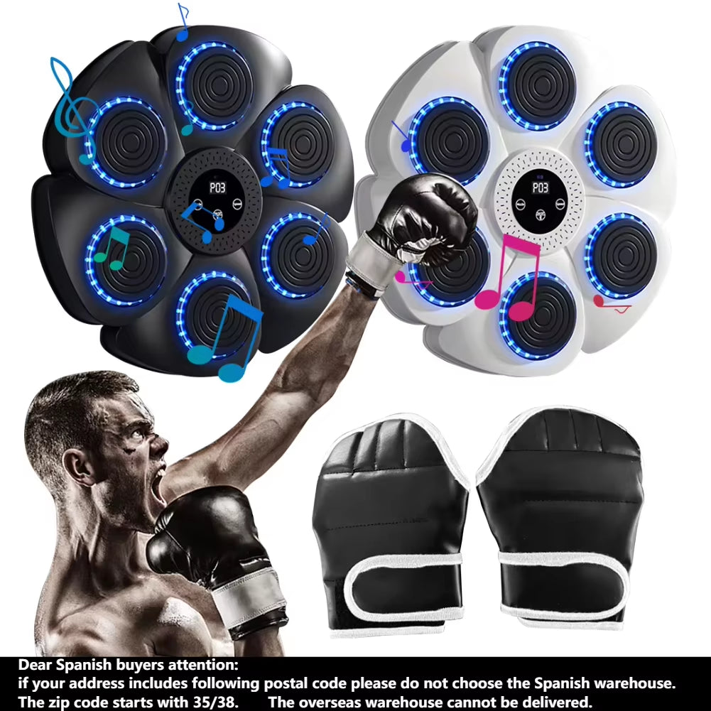 Music Boxing Machine Boxing Reaction Wall Target Adjustable Smart Bluetooth-Compatible Boxing Machine RGB Light for Home Workout