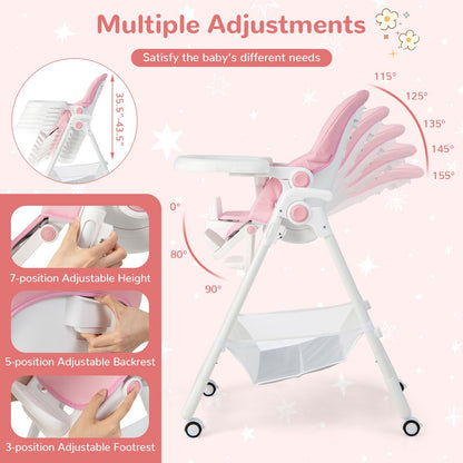 Baby Highchair with Safe, Adjustable and Folding Design