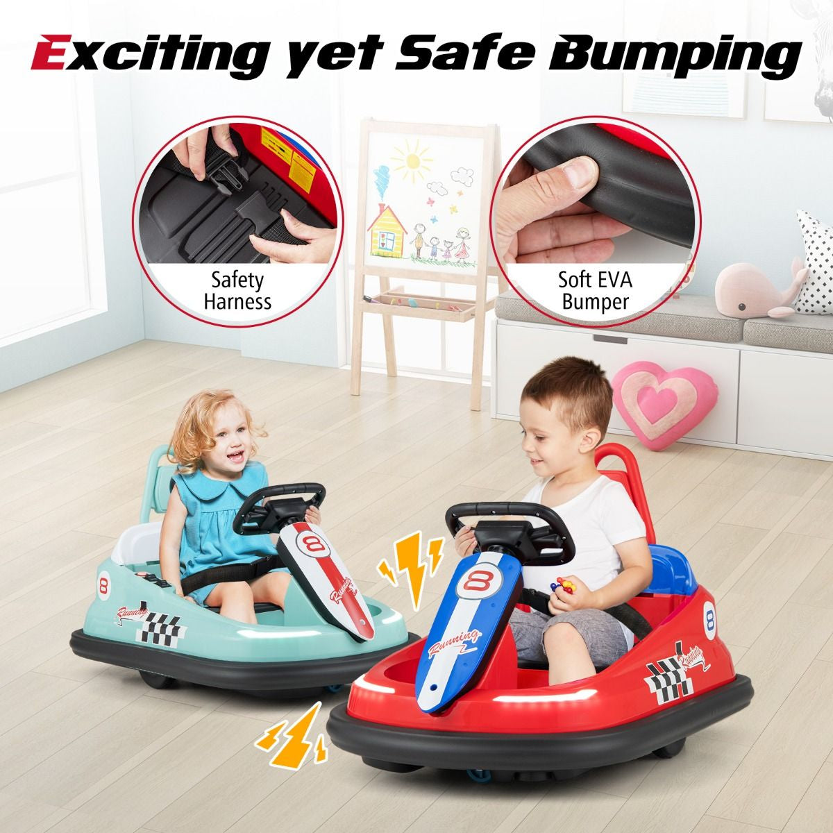 Electric Kids Ride-On Bumper Car with 360° Spinning and Dual Motors