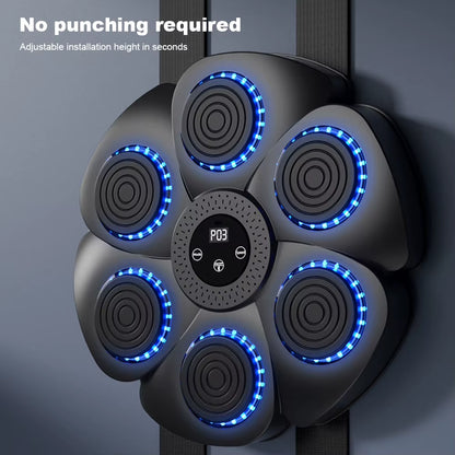 Music Boxing Machine Boxing Reaction Wall Target Adjustable Smart Bluetooth-Compatible Boxing Machine RGB Light for Home Workout