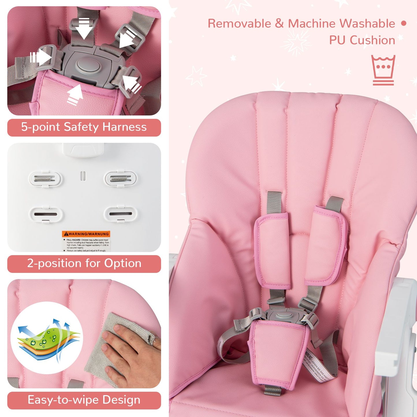 Baby Highchair with Safe, Adjustable and Folding Design