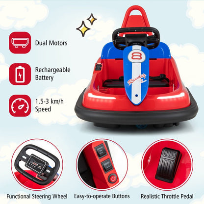 Electric Kids Ride-On Bumper Car with 360° Spinning and Dual Motors